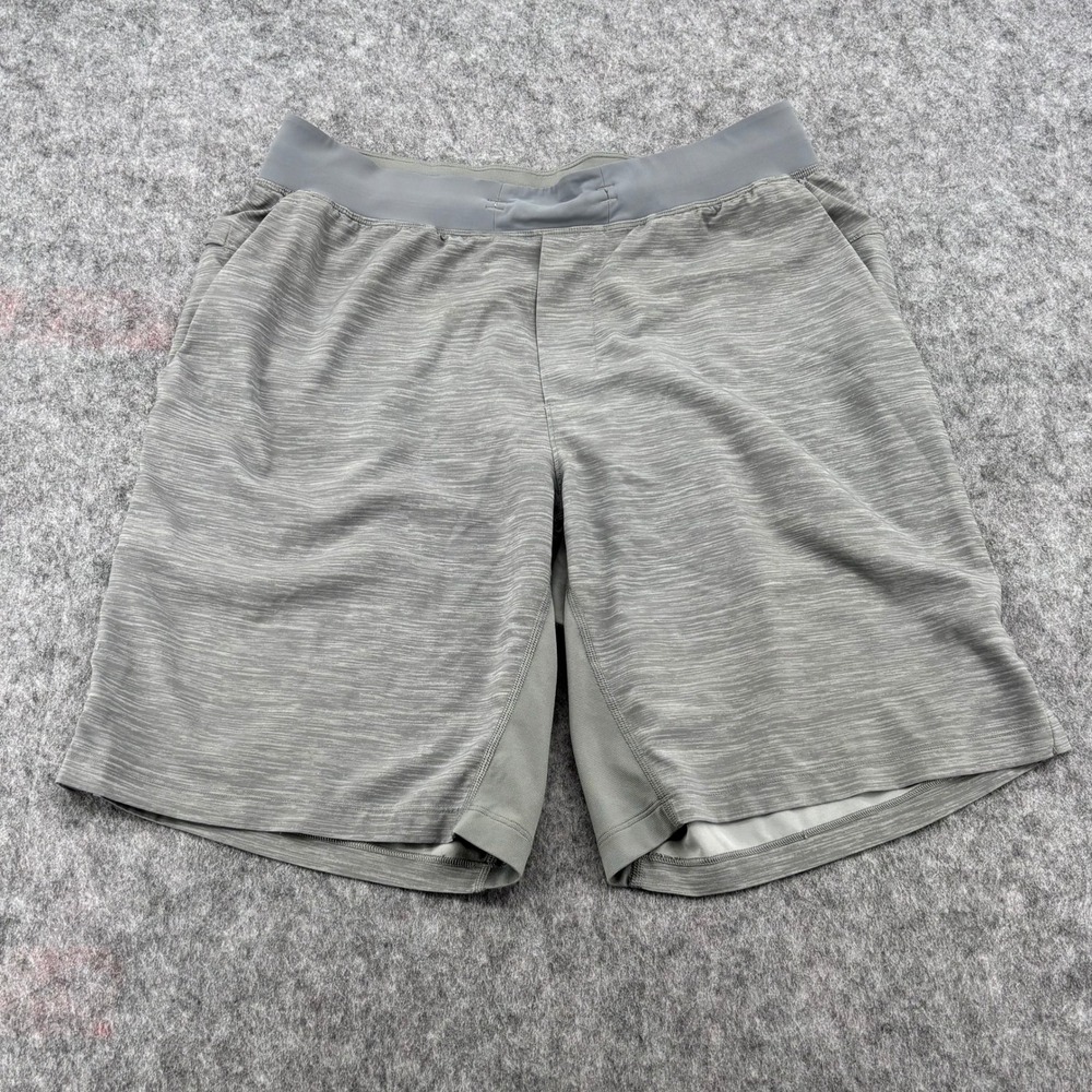 Lululemon Mens Gray Space Dye Athletic Training Shorts Lined 9 Inch Inseam